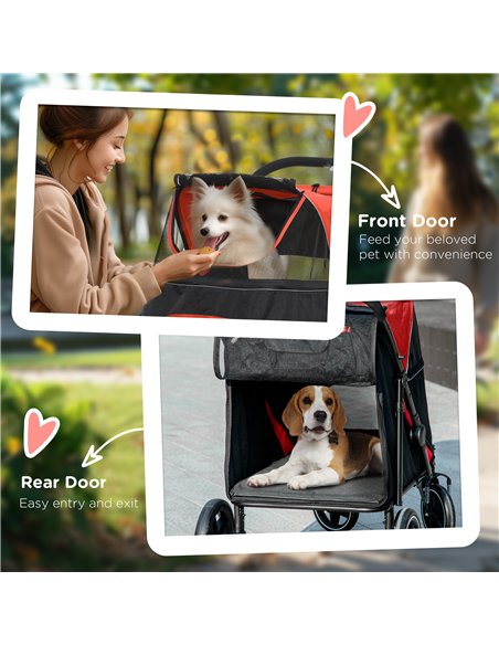 PawHut Foldable Pet Stroller, with Universal Wheels, Shock Absorber, for Medium and Large Dogs - Red - pic 144989 | FastDaddyshop