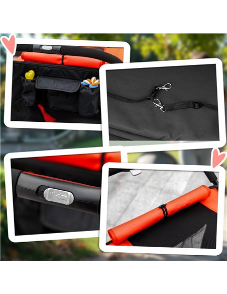 PawHut Foldable Pet Stroller, with Universal Wheels, Shock Absorber, for Medium and Large Dogs - Red - pic 144990 | FastDaddyshop