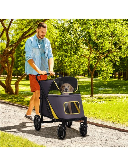PawHut Foldable Pet Stroller, with Universal Wheels, Shock Absorber, for Medium and Large Dogs - Grey - pic 144993 | FastDaddyshop