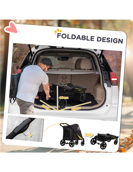 PawHut Foldable Pet Stroller, with Universal Wheels, Shock Absorber, for Medium and Large Dogs - Grey - pic 144996 | FastDaddyshop