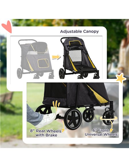 PawHut Foldable Pet Stroller, with Universal Wheels, Shock Absorber, for Medium and Large Dogs - Grey - pic 144997 | FastDaddyshop