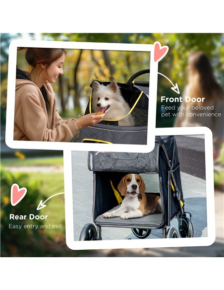 PawHut Foldable Pet Stroller, with Universal Wheels, Shock Absorber, for Medium and Large Dogs - Grey - pic 144998 | FastDaddyshop