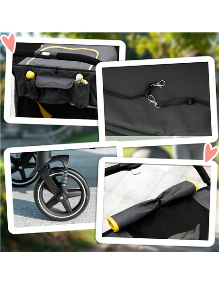 PawHut Foldable Pet Stroller, with Universal Wheels, Shock Absorber, for Medium and Large Dogs - Grey - pic 144999 | FastDaddyshop