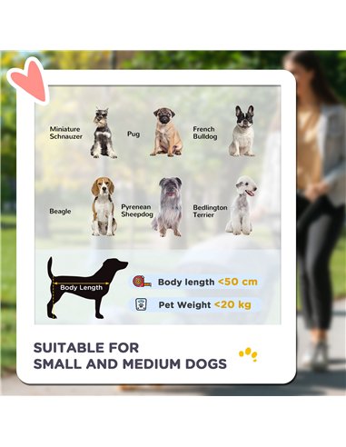 PawHut Dog Pram Dog Stroller 4 Wheels Pet Pushchair with Rolling Door, Cushion, Safety Leashes, for Small and Medium Dogs, Dark 