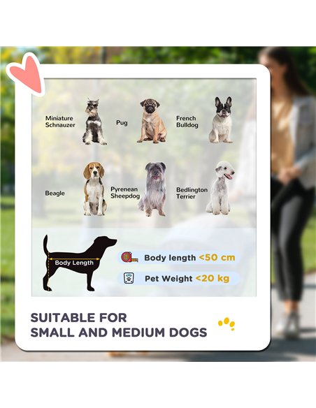 PawHut Dog Pram Dog Stroller 4 Wheels Pet Pushchair with Rolling Door, Cushion, Safety Leashes, for Small and Medium Dogs, Dark  - pic 145004 | FastDaddyshop