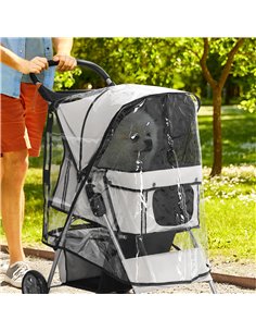 PawHut Dog Stroller Rain Cover, Cover for Dog Pram Stroller Buggy w/ Rear Side Entry 2