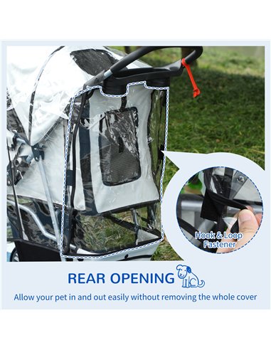 PawHut Dog Stroller Rain Cover, Cover for Dog Pram Stroller Buggy w/ Rear Side Entry