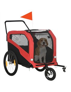 PawHut 2 in 1 Dog Bike Trailer Pet Stroller for Large Dogs with Hitch, 20" Wheels, Pet Bicycle Cart Trolley Carrier for Travel, 