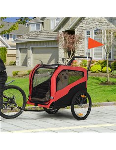 PawHut 2 in 1 Dog Bike Trailer Pet Stroller for Large Dogs with Hitch, 20" Wheels, Pet Bicycle Cart Trolley Carrier for Travel,  2