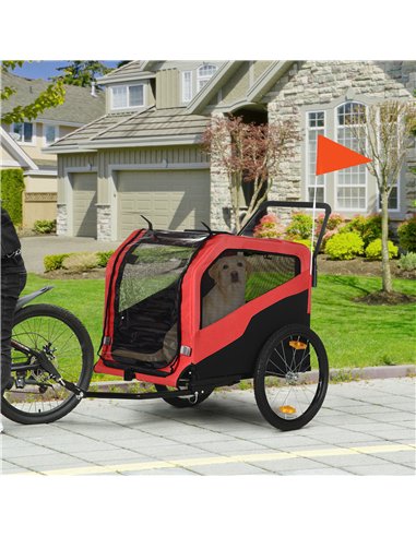 PawHut 2 in 1 Dog Bike Trailer Pet Stroller for Large Dogs with Hitch, 20" Wheels, Pet Bicycle Cart Trolley Carrier for Travel, 
