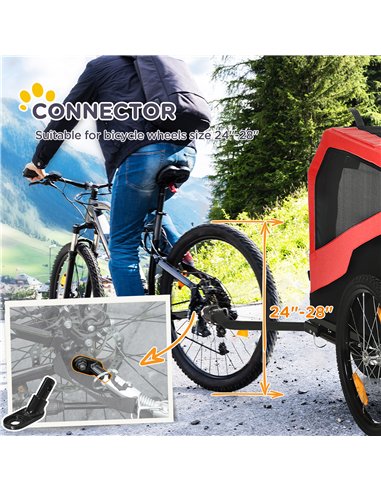 PawHut 2 in 1 Dog Bike Trailer Pet Stroller for Large Dogs with Hitch, 20" Wheels, Pet Bicycle Cart Trolley Carrier for Travel, 