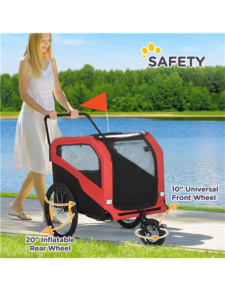 PawHut 2 in 1 Dog Bike Trailer Pet Stroller for Large Dogs with Hitch, 20" Wheels, Pet Bicycle Cart Trolley Carrier for Travel,  - pic 145026 | FastDaddyshop