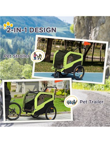 PawHut Dog Bike Trailer, 2 in 1 Dog Stroller for Large Dogs with Hitch, Quick-release 20" Wheels, Pet Bicycle Cart Trolley Carri