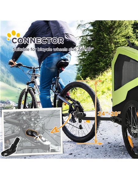 PawHut Dog Bike Trailer, 2 in 1 Dog Stroller for Large Dogs with Hitch, Quick-release 20" Wheels, Pet Bicycle Cart Trolley Carri - pic 145034 | FastDaddyshop