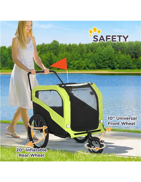 PawHut Dog Bike Trailer, 2 in 1 Dog Stroller for Large Dogs with Hitch, Quick-release 20" Wheels, Pet Bicycle Cart Trolley Carri - pic 145035 | FastDaddyshop