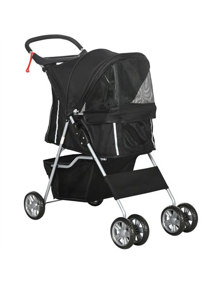 PawHut Pet Stroller for Small Miniature Dogs Cats Foldable Travel Carriage with Wheels Zipper Entry Cup Holder Storage Basket Bl - pic 145037 | FastDaddyshop