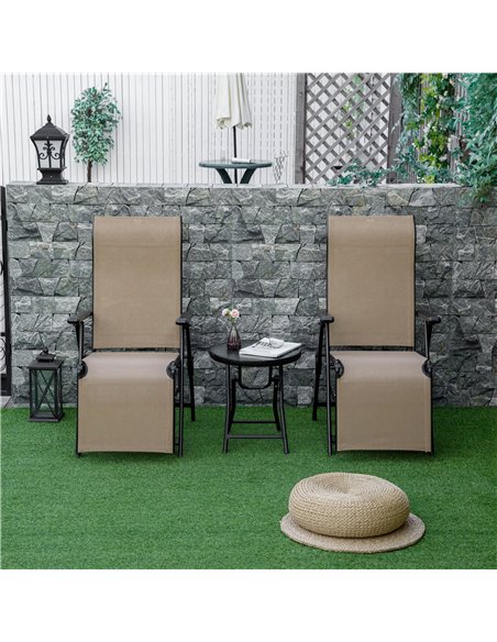 Outsunny Set of 2 Outdoor Sun Lounger with 10 Back and Leg Positions, Beige - pic 14506 | FastDaddyshop