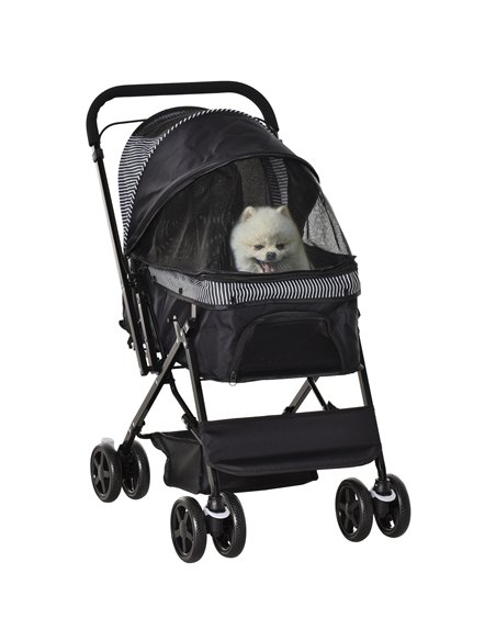 PawHut Pet Stroller Pushchair Foldable Travel Dog Cat Carriage w/ Reversible Handle Brake Basket - pic 145073 | FastDaddyshop