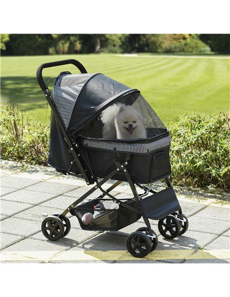 PawHut Pet Stroller Pushchair Foldable Travel Dog Cat Carriage w/ Reversible Handle Brake Basket - pic 145074 | FastDaddyshop