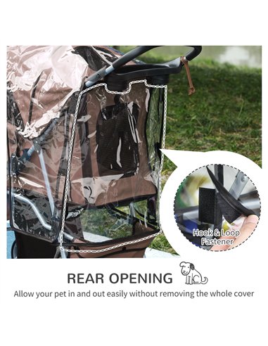 PawHut Dog Stroller with Cover for Small Miniature Dogs, Folding Cat Pram Dog Pushchair with Cup Holder, Storage Basket, Reflect