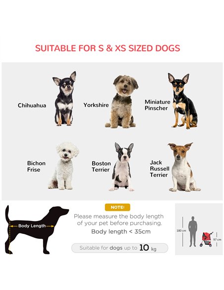 PawHut Dog Stroller with Rain Cover for Small Miniature Dogs, Folding Pet Pram with Cup Holder, Storage Basket, Reflective Strip - pic 145103 | FastDaddyshop
