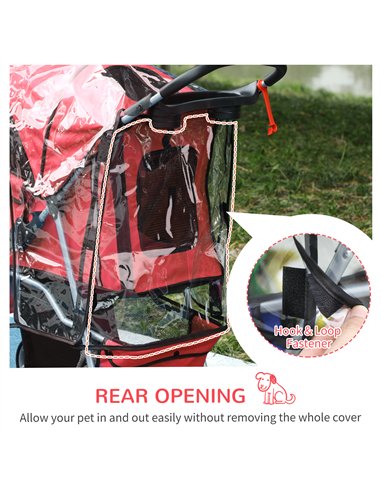 PawHut Dog Stroller with Rain Cover for Small Miniature Dogs, Folding Pet Pram with Cup Holder, Storage Basket, Reflective Strip