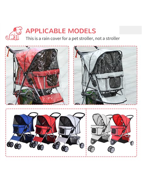 PawHut Dog Stroller with Rain Cover for Small Miniature Dogs, Folding Pet Pram with Cup Holder, Storage Basket, Reflective Strip - pic 145107 | FastDaddyshop