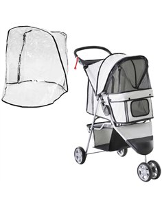 PawHut Dog Stroller with Cover for Small Miniature Dogs, Folding Cat Pram Dog Pushchair with Cup Holder, Storage Basket, Reflect