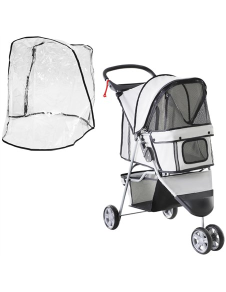 PawHut Dog Stroller with Cover for Small Miniature Dogs, Folding Cat Pram Dog Pushchair with Cup Holder, Storage Basket, Reflect - pic 145109 | FastDaddyshop