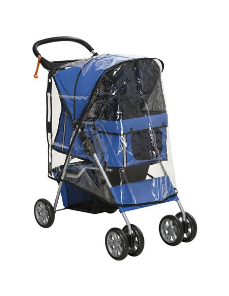 PawHut Dog Stroller with Rain Cover for Small Miniature Dogs, Folding Pet Pram with Cup Holder, Storage Basket, Reflective Strip - pic 145118 | FastDaddyshop