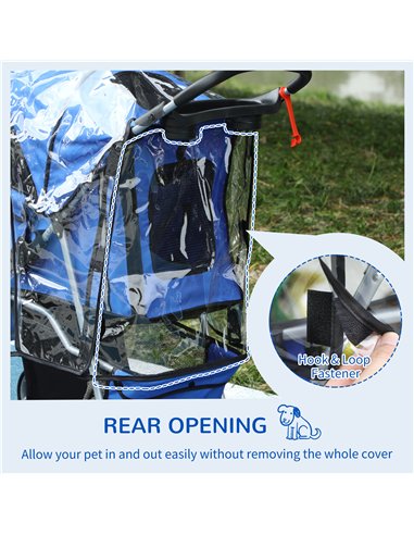 PawHut Dog Stroller with Rain Cover for Small Miniature Dogs, Folding Pet Pram with Cup Holder, Storage Basket, Reflective Strip