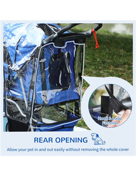PawHut Dog Stroller with Rain Cover for Small Miniature Dogs, Folding Pet Pram with Cup Holder, Storage Basket, Reflective Strip - pic 145124 | FastDaddyshop