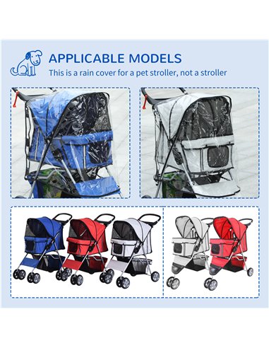 PawHut Dog Stroller with Rain Cover for Small Miniature Dogs, Folding Pet Pram with Cup Holder, Storage Basket, Reflective Strip