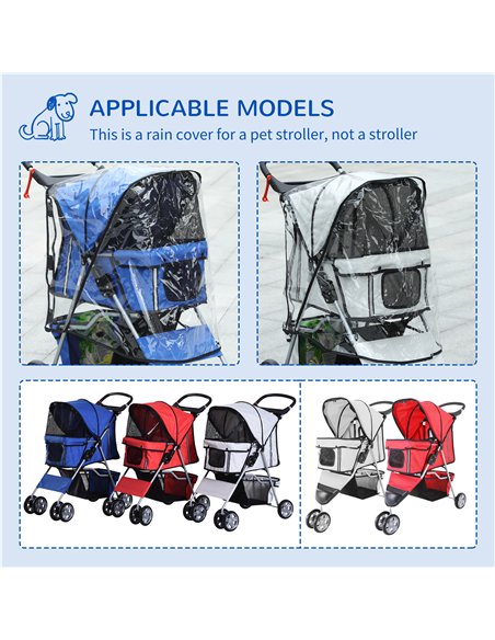 PawHut Dog Stroller with Rain Cover for Small Miniature Dogs, Folding Pet Pram with Cup Holder, Storage Basket, Reflective Strip - pic 145125 | FastDaddyshop