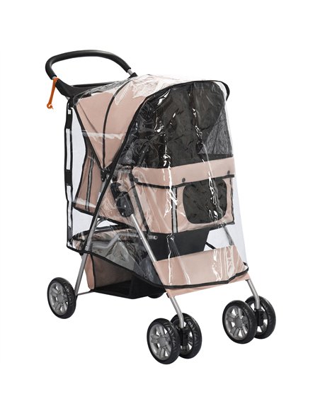PawHut Dog Stroller with Rain Cover for Small Miniature Dogs, Folding Pet Pram with Cup Holder, Storage Basket, Reflective Strip - pic 145127 | FastDaddyshop