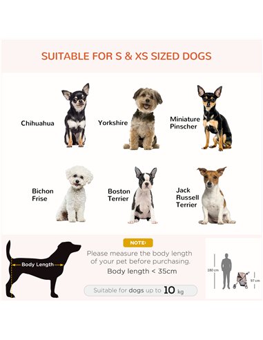PawHut Dog Stroller with Rain Cover for Small Miniature Dogs, Folding Pet Pram with Cup Holder, Storage Basket, Reflective Strip