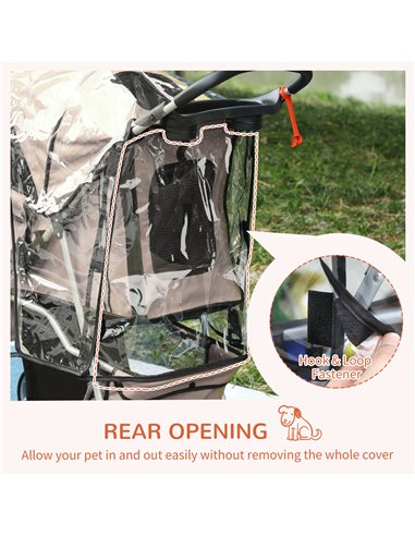 PawHut Dog Stroller with Rain Cover for Small Miniature Dogs, Folding Pet Pram with Cup Holder, Storage Basket, Reflective Strip