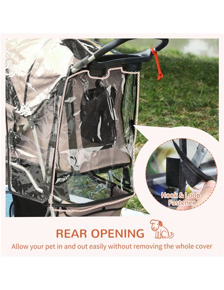 PawHut Dog Stroller with Rain Cover for Small Miniature Dogs, Folding Pet Pram with Cup Holder, Storage Basket, Reflective Strip - pic 145133 | FastDaddyshop