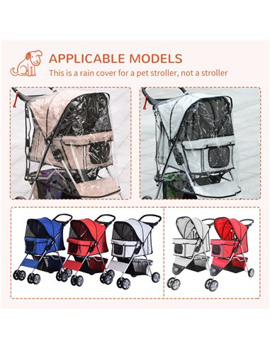 PawHut Dog Stroller with Rain Cover for Small Miniature Dogs, Folding Pet Pram with Cup Holder, Storage Basket, Reflective Strip