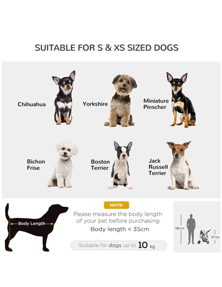 PawHut Dog Stroller with Rain Cover for Small Miniature Dogs, Folding Pet Pram with Cup Holder, Storage Basket, Reflective Strip - pic 145139 | FastDaddyshop