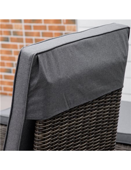 Outsunny 3 Pieces Patio PE Rattan Sun Lounger Set, Adjustable Outdoor Half-Round Wicker Aluminium Recliner Bed w/ Side Table Set - pic 14514 | FastDaddyshop
