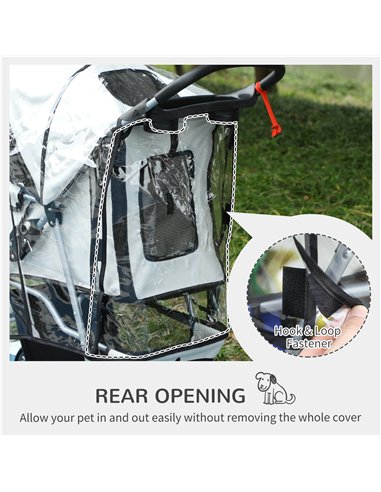 PawHut Dog Stroller with Rain Cover for Small Miniature Dogs, Folding Pet Pram with Cup Holder, Storage Basket, Reflective Strip