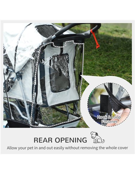 PawHut Dog Stroller with Rain Cover for Small Miniature Dogs, Folding Pet Pram with Cup Holder, Storage Basket, Reflective Strip - pic 145142 | FastDaddyshop