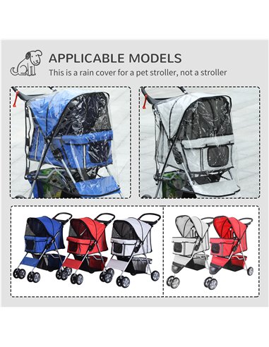 PawHut Dog Stroller with Rain Cover for Small Miniature Dogs, Folding Pet Pram with Cup Holder, Storage Basket, Reflective Strip
