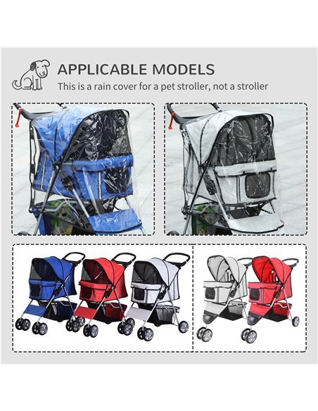 PawHut Dog Stroller with Rain Cover for Small Miniature Dogs, Folding Pet Pram with Cup Holder, Storage Basket, Reflective Strip - pic 145143 | FastDaddyshop