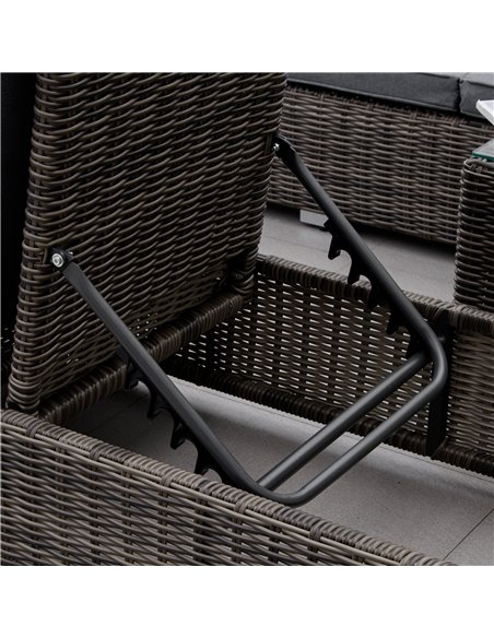 Outsunny 3 Pieces Patio PE Rattan Sun Lounger Set, Adjustable Outdoor Half-Round Wicker Aluminium Recliner Bed w/ Side Table Set - pic 14515 | FastDaddyshop