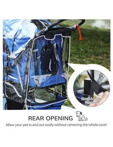 PawHut Dog Stroller with Cover for Small Miniature Dogs, Folding Cat Pram Dog Pushchair with Cup Holder, Storage Basket, Reflect