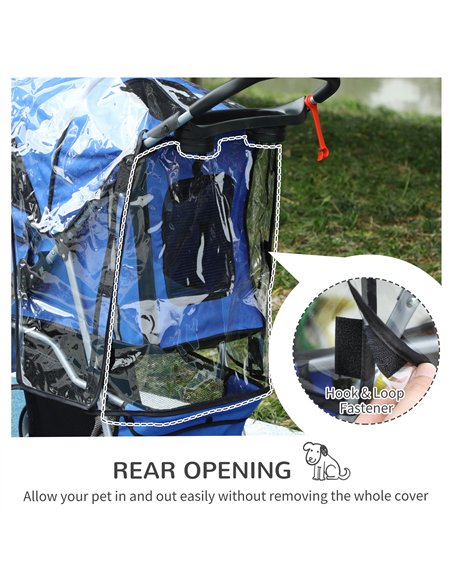 PawHut Dog Stroller with Cover for Small Miniature Dogs, Folding Cat Pram Dog Pushchair with Cup Holder, Storage Basket, Reflect - pic 145151 | FastDaddyshop