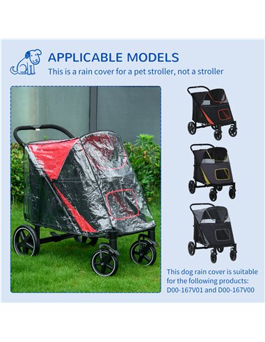 PawHut Rain Cover for Dog Pram, Stroller Buggy with Rear Entry