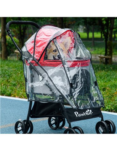 PawHut Rain Cover for Dog Pram Stroller, with Front and Rear Entry